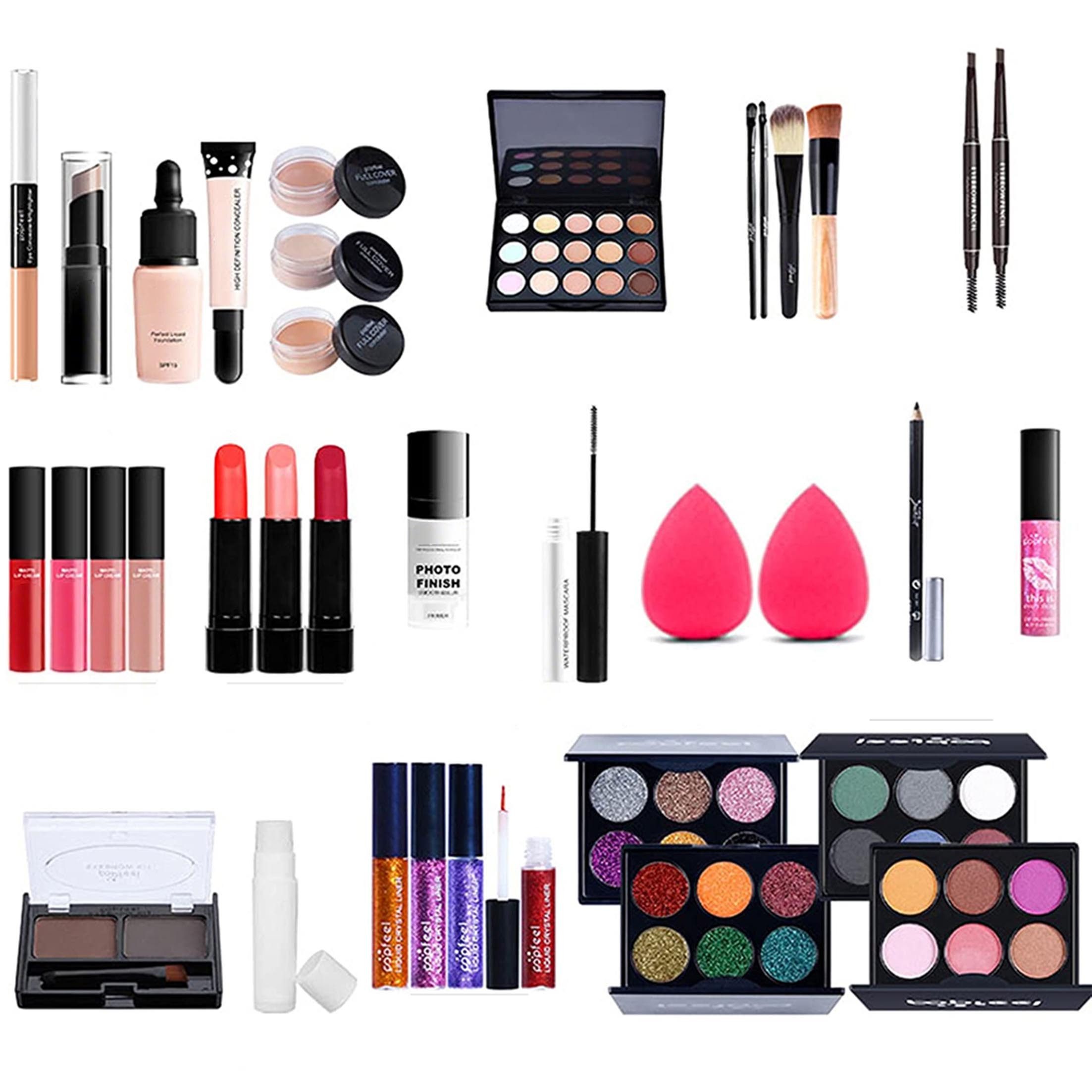 KINSI Make-up Set Make-up Set 37-teiliges Einsteiger Schminkset, Schminkset geschenkset, 37-tlg., Leichtes Schminkset Komplettset, Must Have Set für Makeup-Trägerinnen