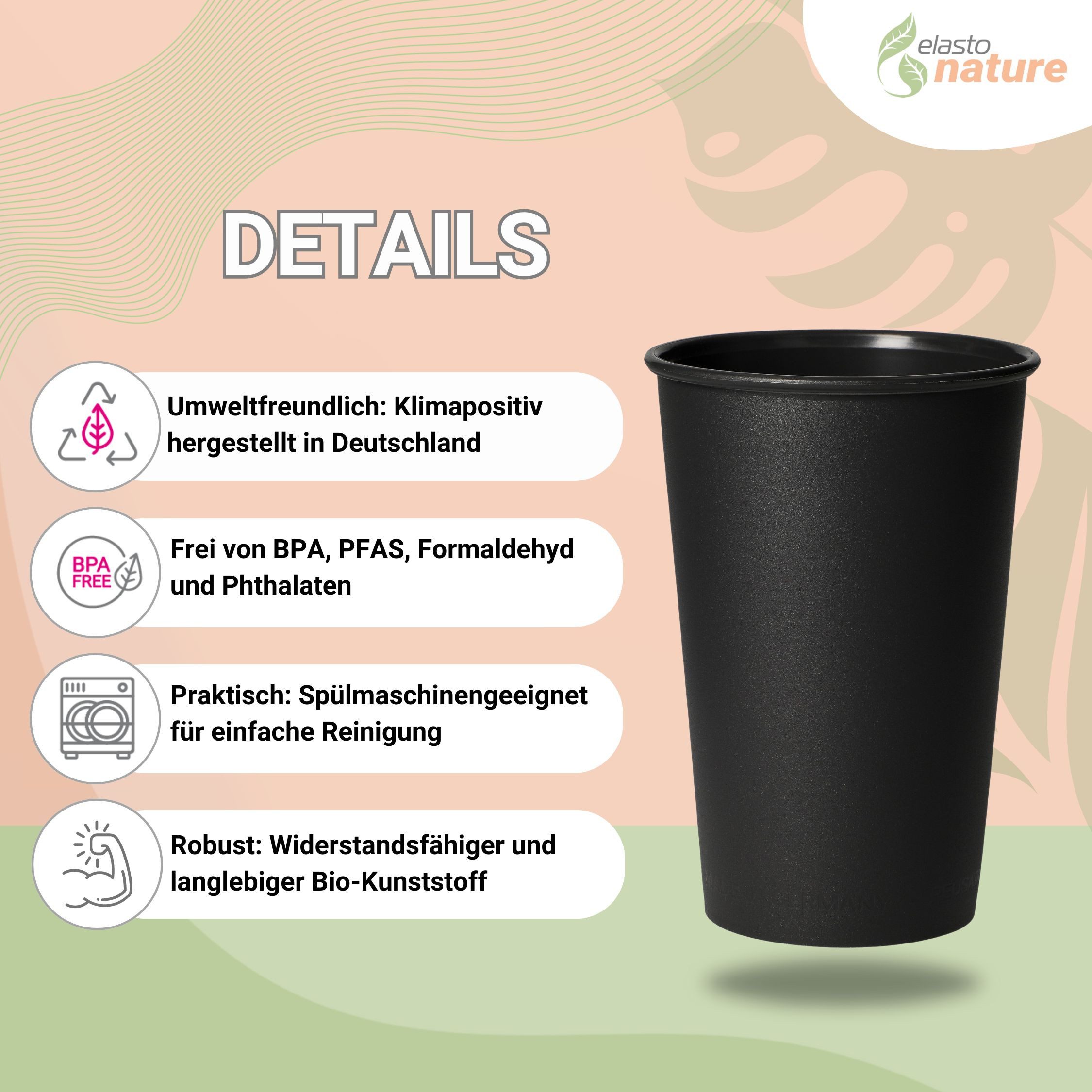elasto Becher umweltfreundlicher Becher 300ml