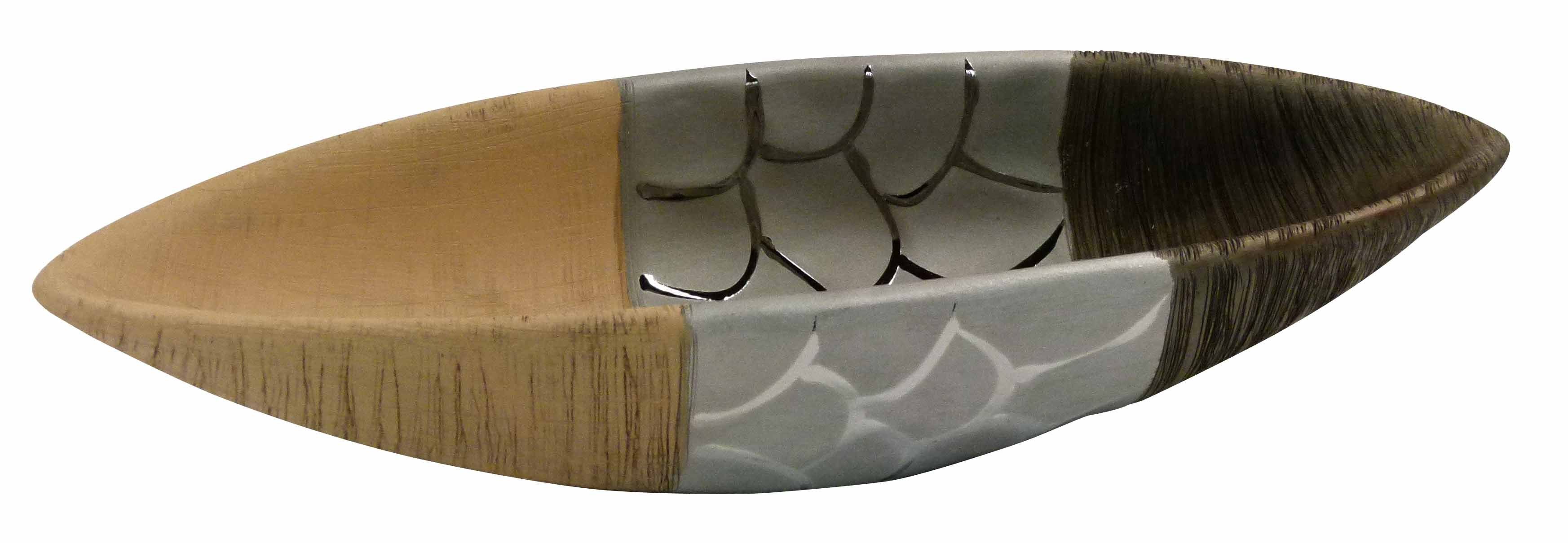 GlasArt Dekoschale Deko-schale Obstschale Schale Boot-form Braun Natur 32,5x10,5cm | Dekoschalen
