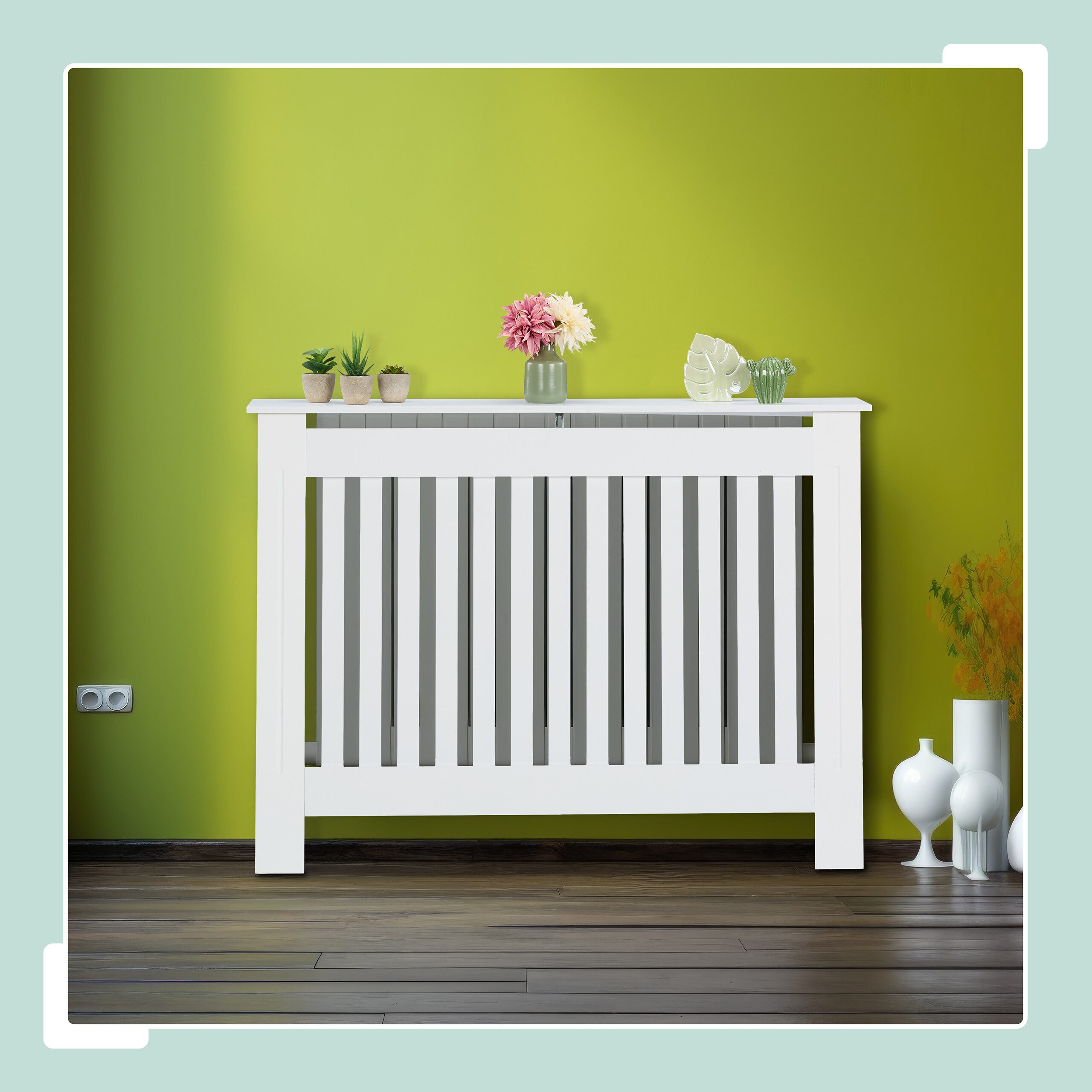 relaxdays Heizungsverkleidung Heizkörperverkleidung im Landhausstil, weiß, XL