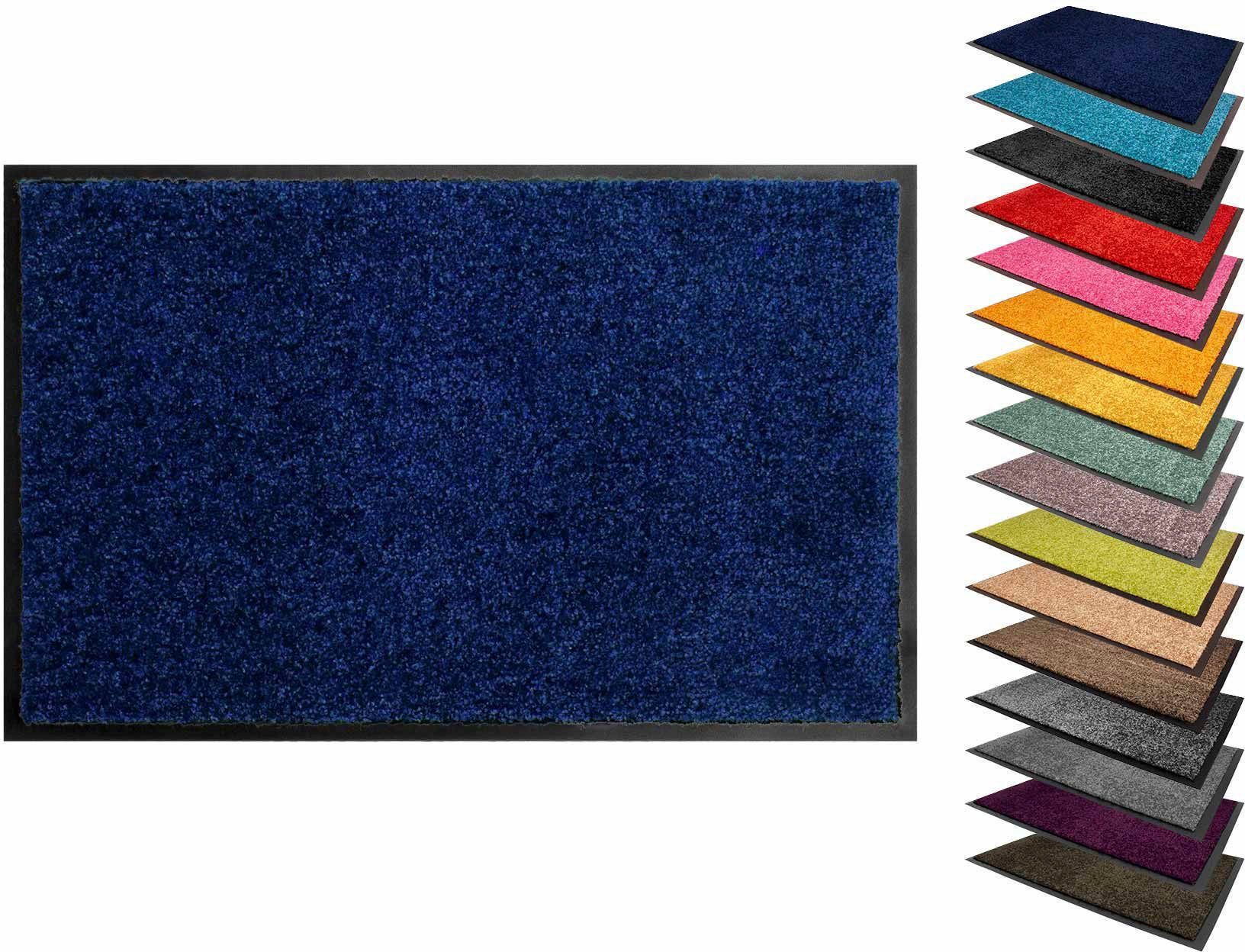 UV-beständig, Schmutzfangmatte Höhe: PRO, Textil, rechteckig, in CLEAN Uni-Farben, 8 Fußmatte Primaflor-Ideen blau mm, Schmutzfangmatte, waschbar