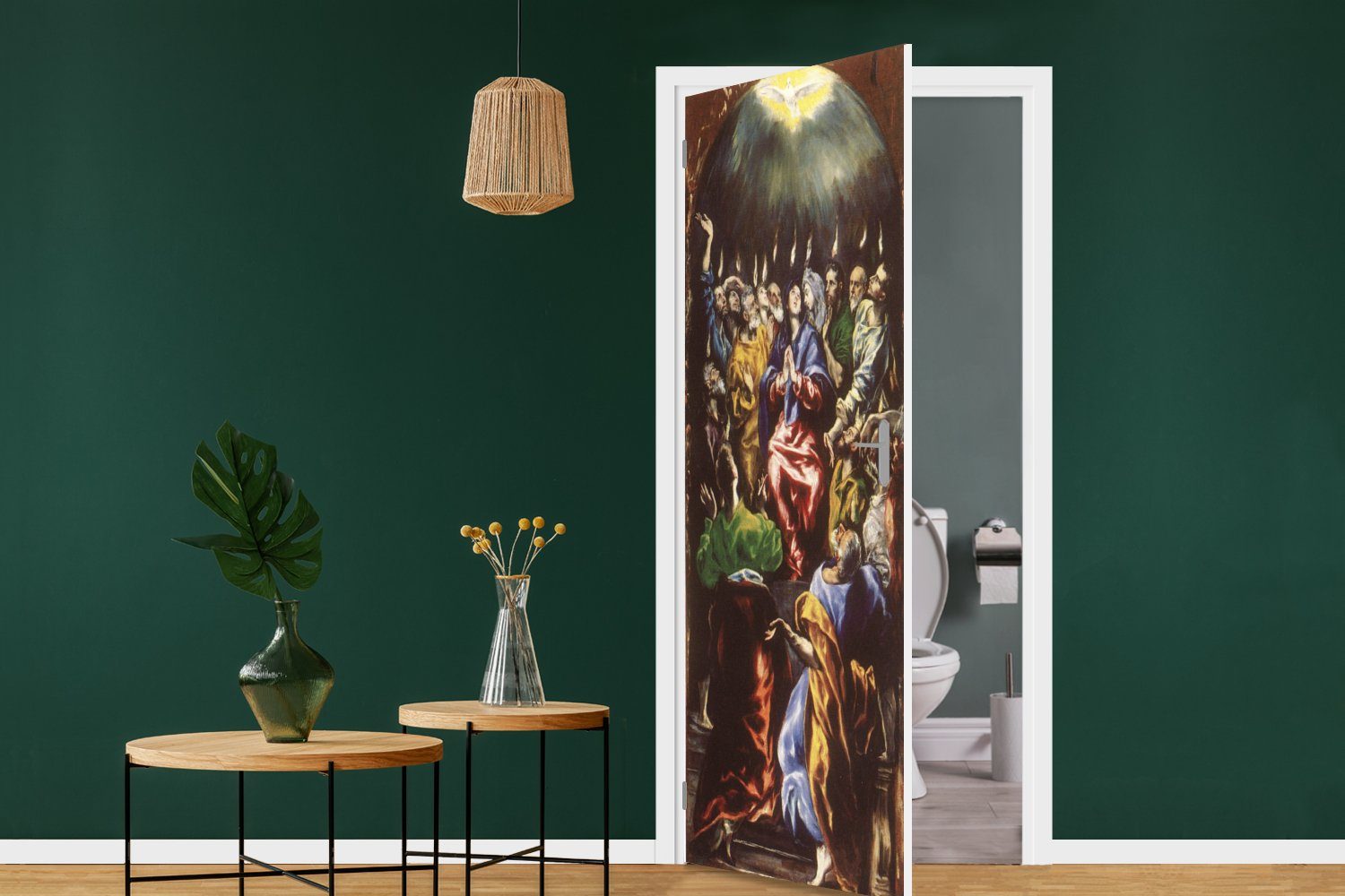MuchoWow Türtapete Pfingsten - Gemälde, Tür, Türaufkleber, St), Fototapete (1 cm 75x205 bedruckt, für El Greco Matt