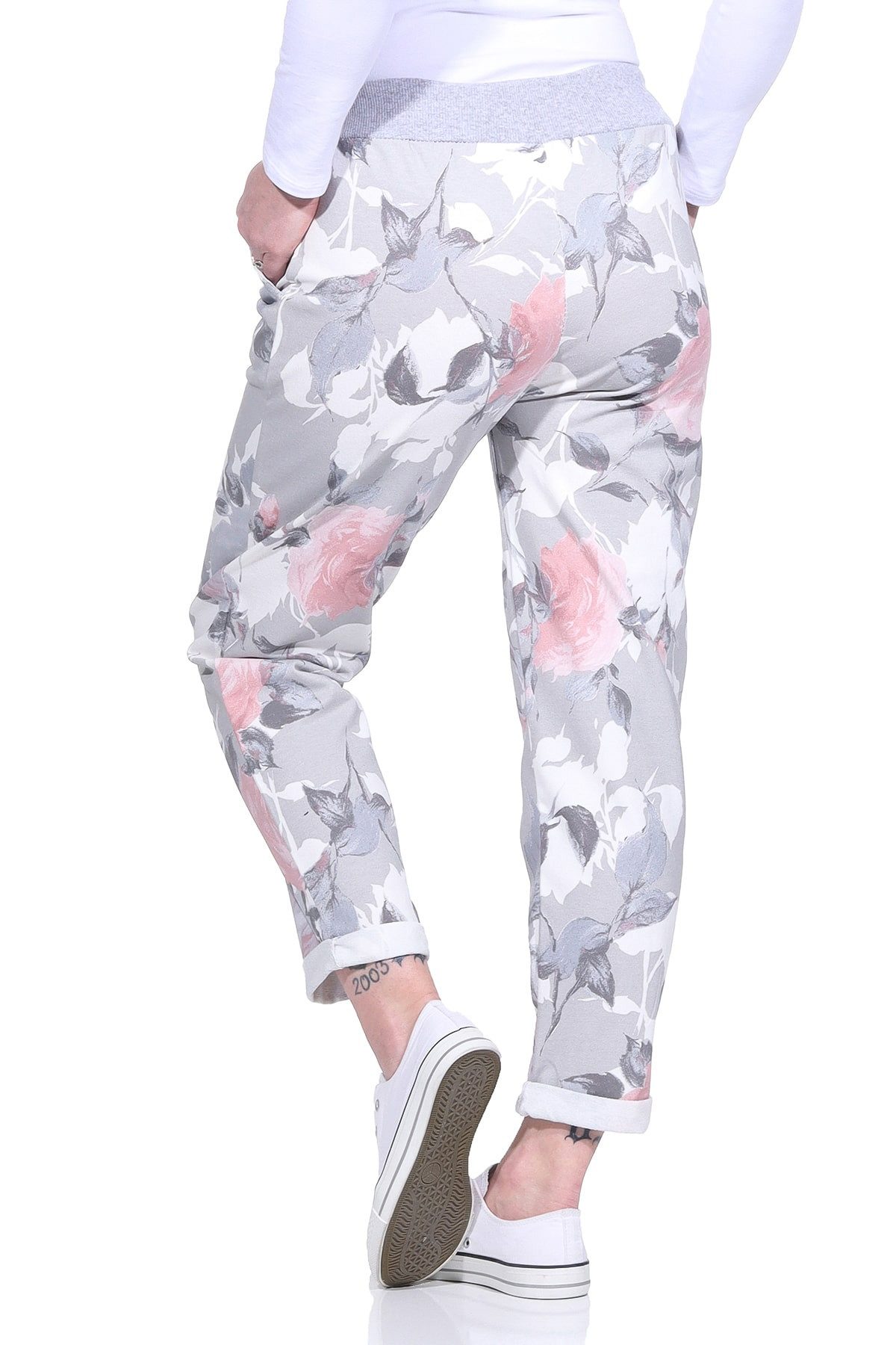 Aurela Damenmode Sweatpants Freizeithose sommerliche Haushose leichte Jogginghose elastischer Bund, Kordelzug, Schnürung