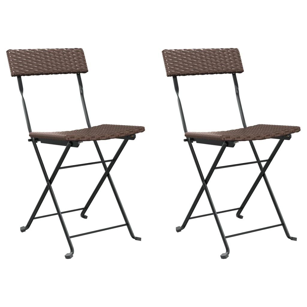 vidaXL Gartenstuhl Bistrostühle 2 Stk. Klappbar Braun Poly Rattan und Stahl (2 St)