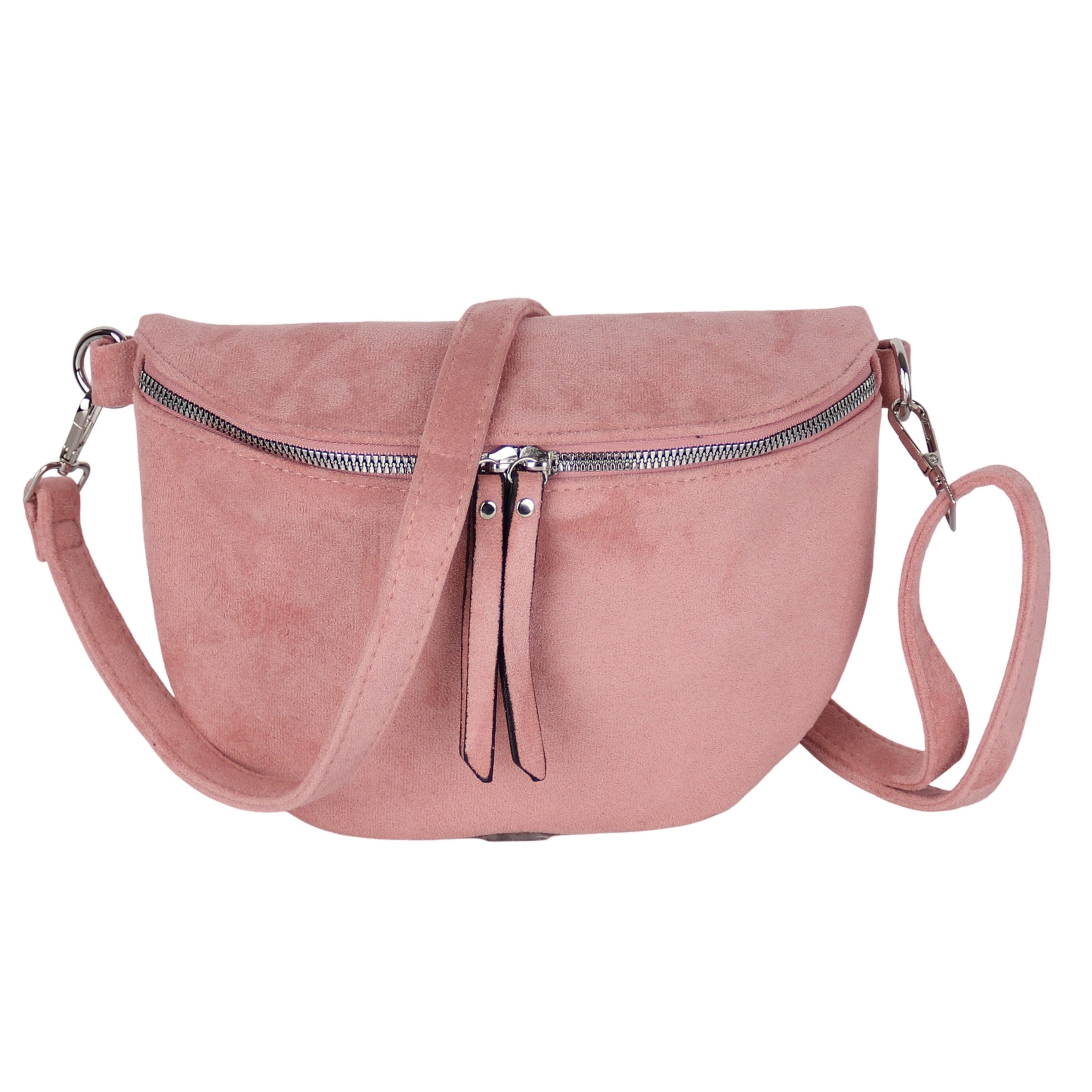 MIRROSI Bauchtasche Damen Taschen, Umhängetasche, Brusttasche, 26x18x9cm Wildleder Optik (Schultertasche für jednen Anlass), Crossbody Bag, Verstellbarer Schulterriemen für mehr Flexibilität.