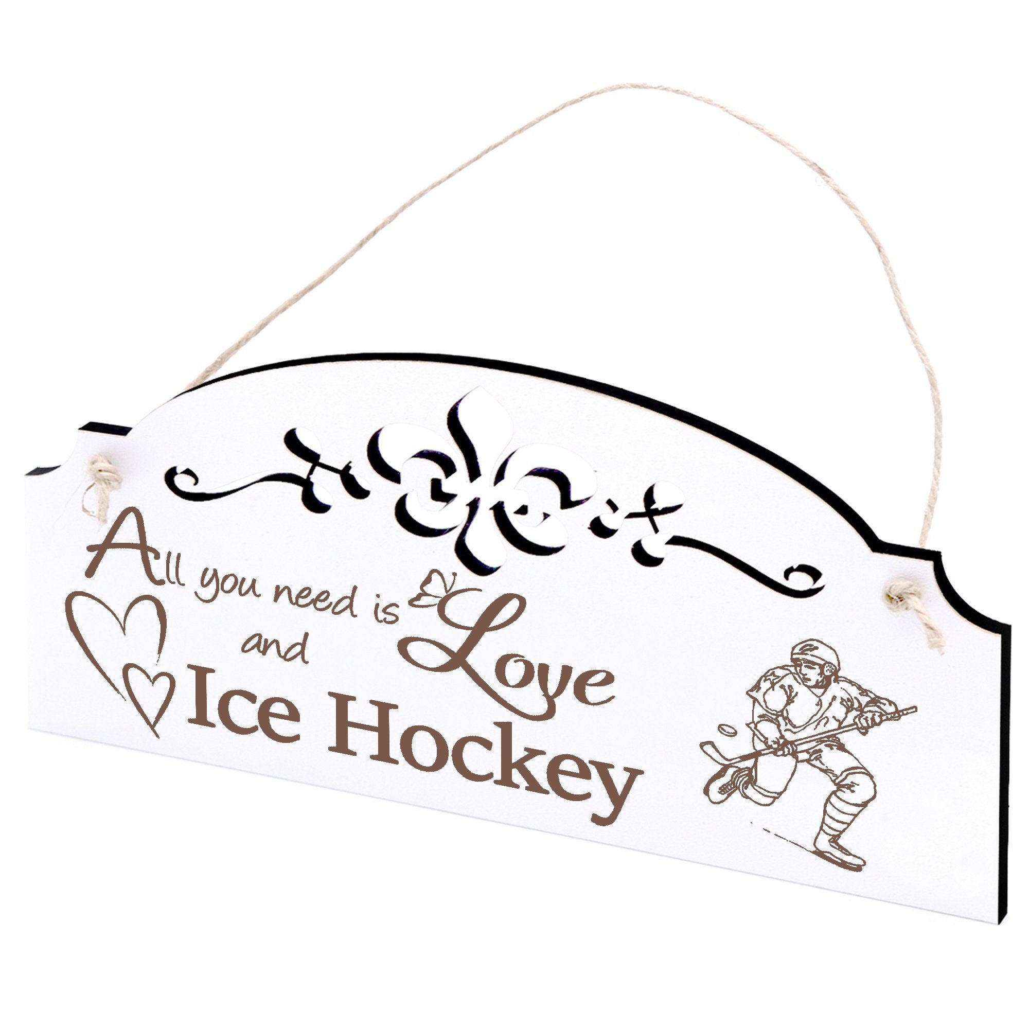 Dekolando Hängedekoration Eishockey Deko 20x10cm All you need is Love