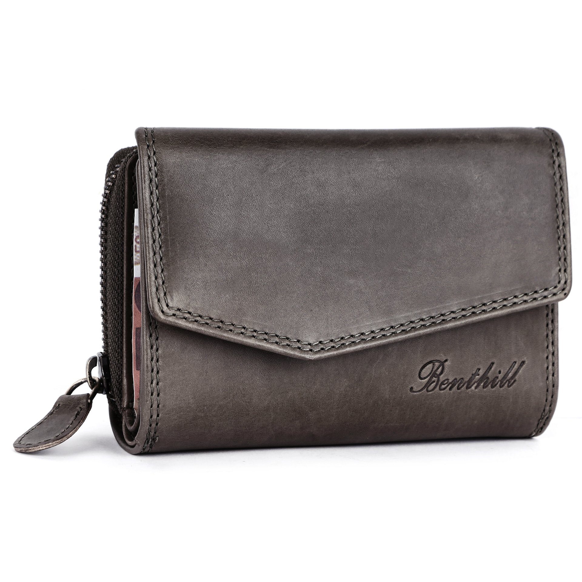 Benthill Geldbörse Damen Echt Leder Portemonnaie RFID Portmonee viel Karten günstig online kaufen