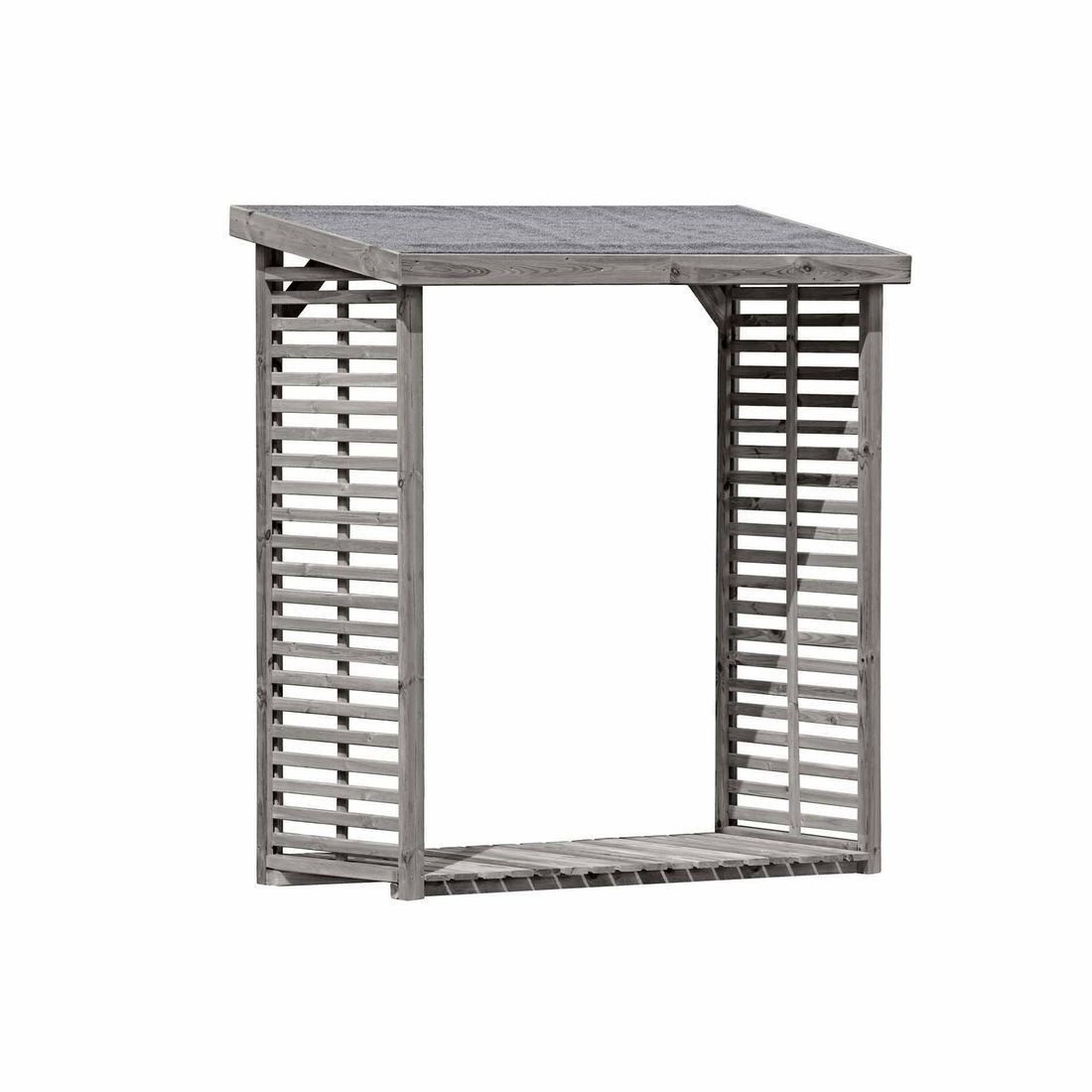 Gartenpirat Kaminholzregal grau für 2,3 m³ Holz KDI Unterstand Brennholzregal Holzlager grau, Breite 208 cm x Tiefe 75 cm x Höhe 200 cm