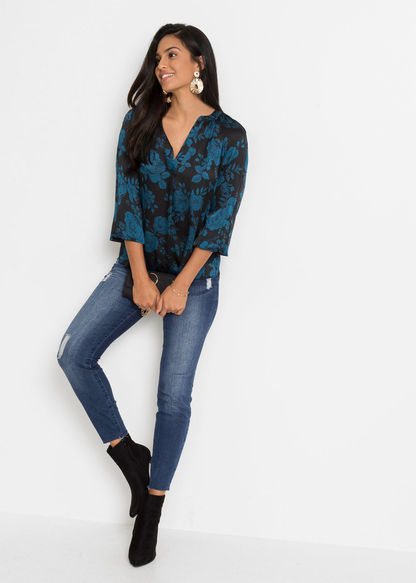 bonprix Tunika moderner Look, gerade Passform, aus Polyester, mit schönem Druck