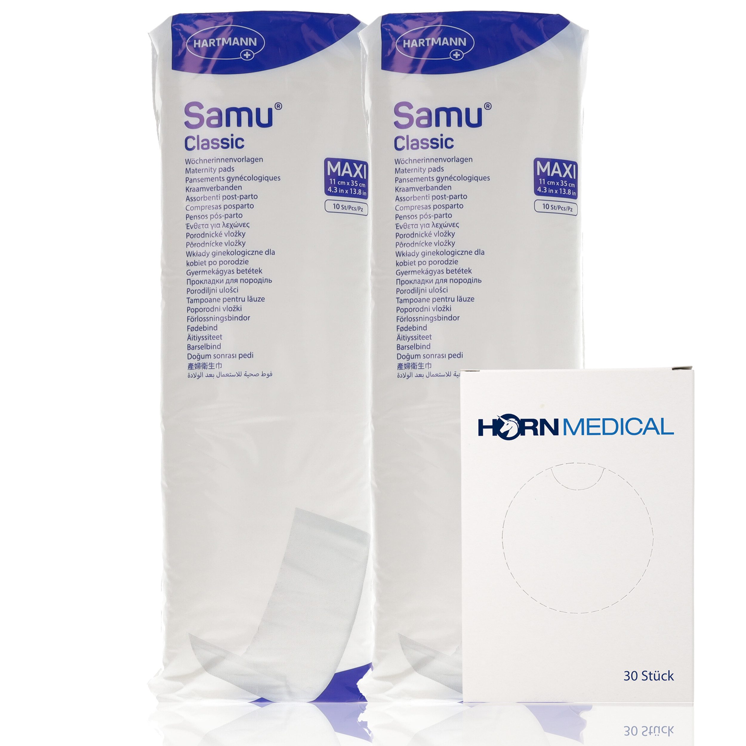 Binden Horn Medical Samu Classic Set 2x MAXI mit Hygienebeutel