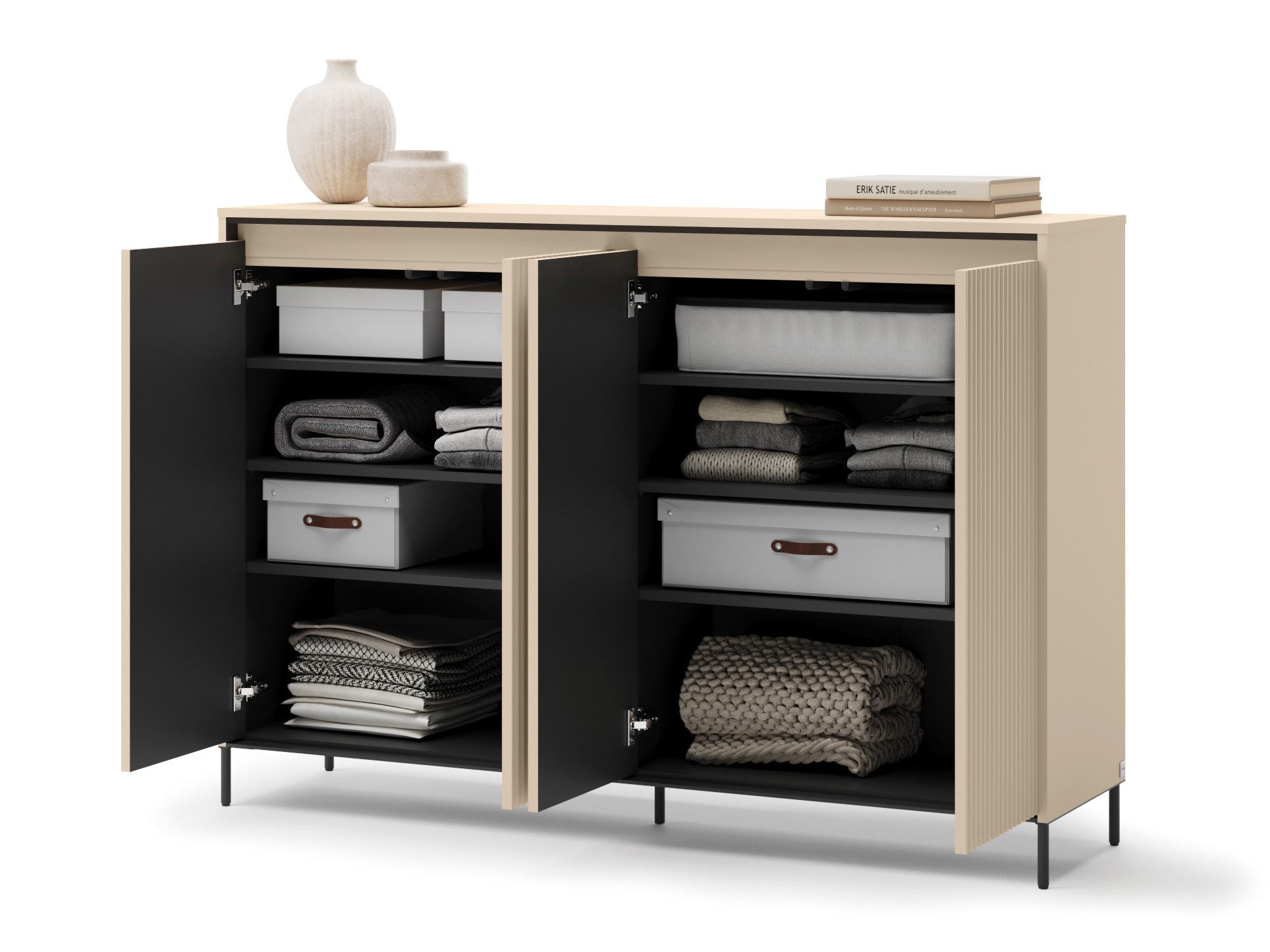 Compleo Kommode + Spiegel, Garderobenmöbelset/ Schlafzimmer im Modern Design