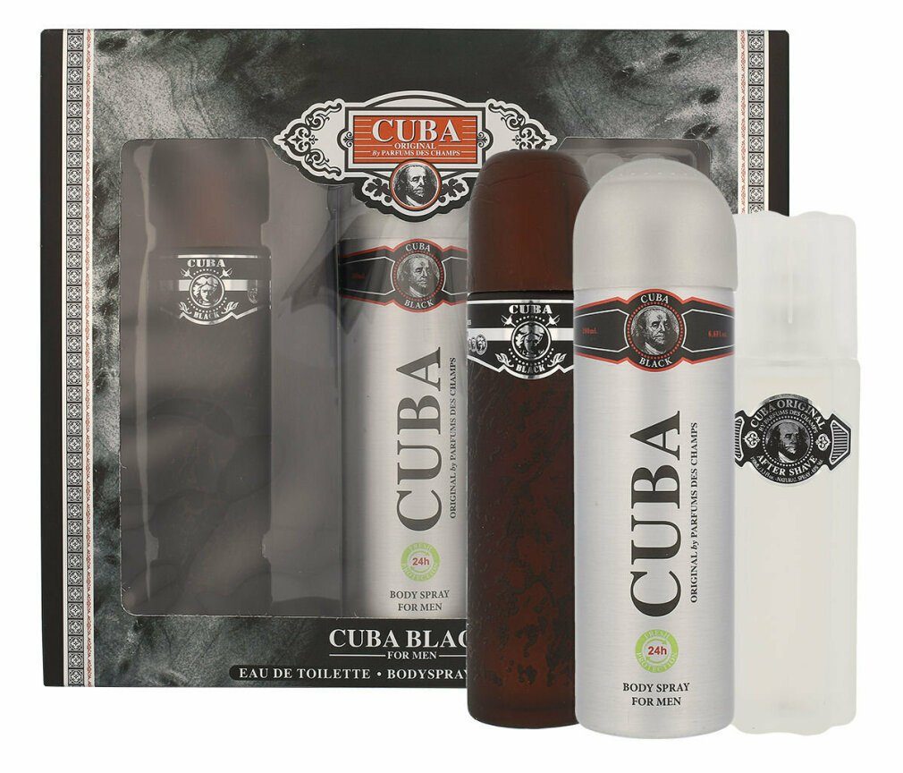 Cuba Duft-Set Cuba Black Geschenkset 100 Ml Edt After Shave Cuba Black 100  Ml und Deospray Cuba Black 200 Ml
