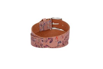 kiddybelts Ledergürtel Kids 30mm in Rosa mit floralem Muster und Schließe Silber (KB19-320) sehr weiches Vollrindleder