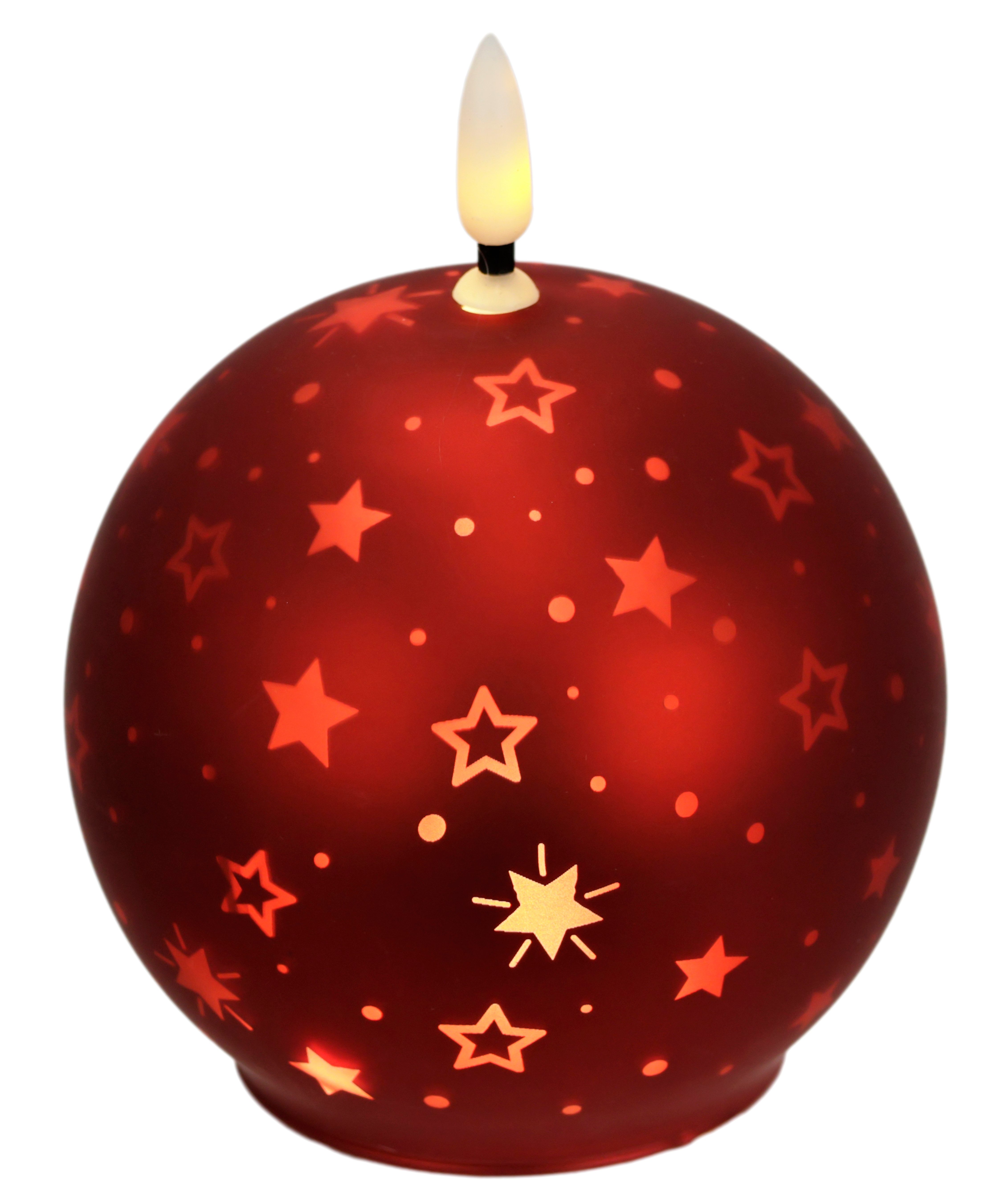 I.GE.A. LED-Kerze Kugel-Kerze B, aus Glas batteriebetrieben mit Timer Adventskranz Adventskerzen