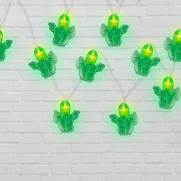 Globo Dekolicht, LED-Leuchtmittel fest verbaut, Warmweiß, LED Lichterkette Leuchtkette Dekolicht Wohnzimmer 10x Kaktus grün