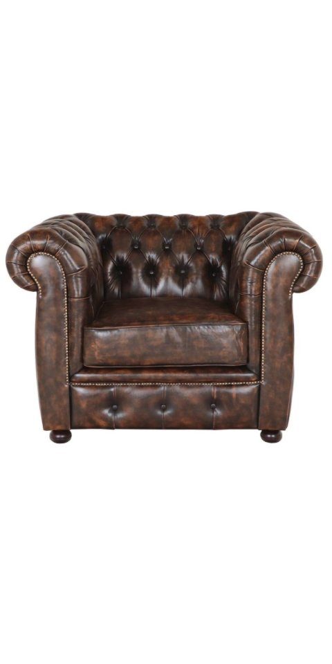 Indischesmoebelhausde Chesterfield-Sessel Einsitzer-Sofa Chesterfield Liverpool aus echtem Rindsleder Whisky