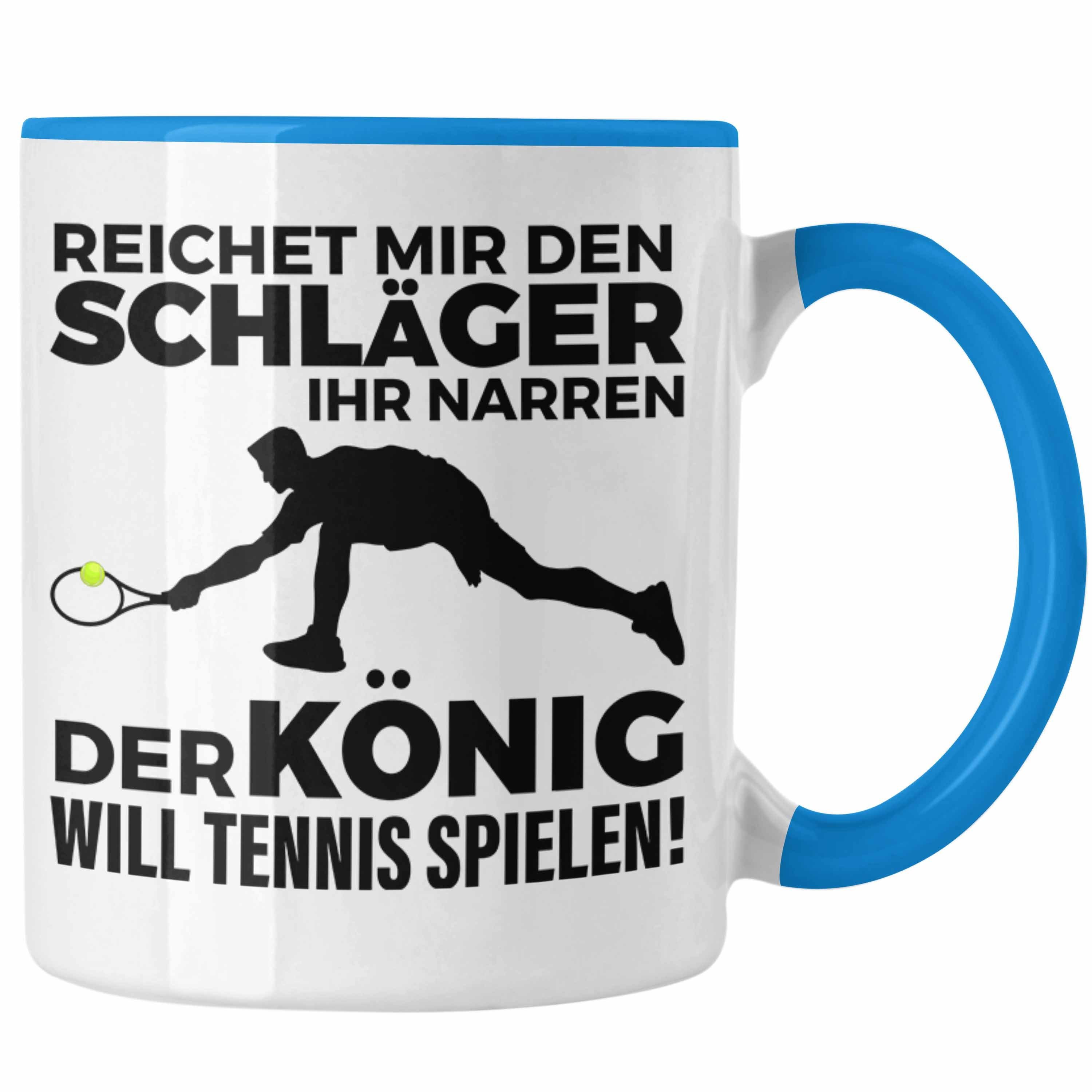 Trendation Tasse Trendation - Tennis Tasse Geschenk Tennisspieler Geschenkidee Spruch Coach Trainer Mann Männer Blau