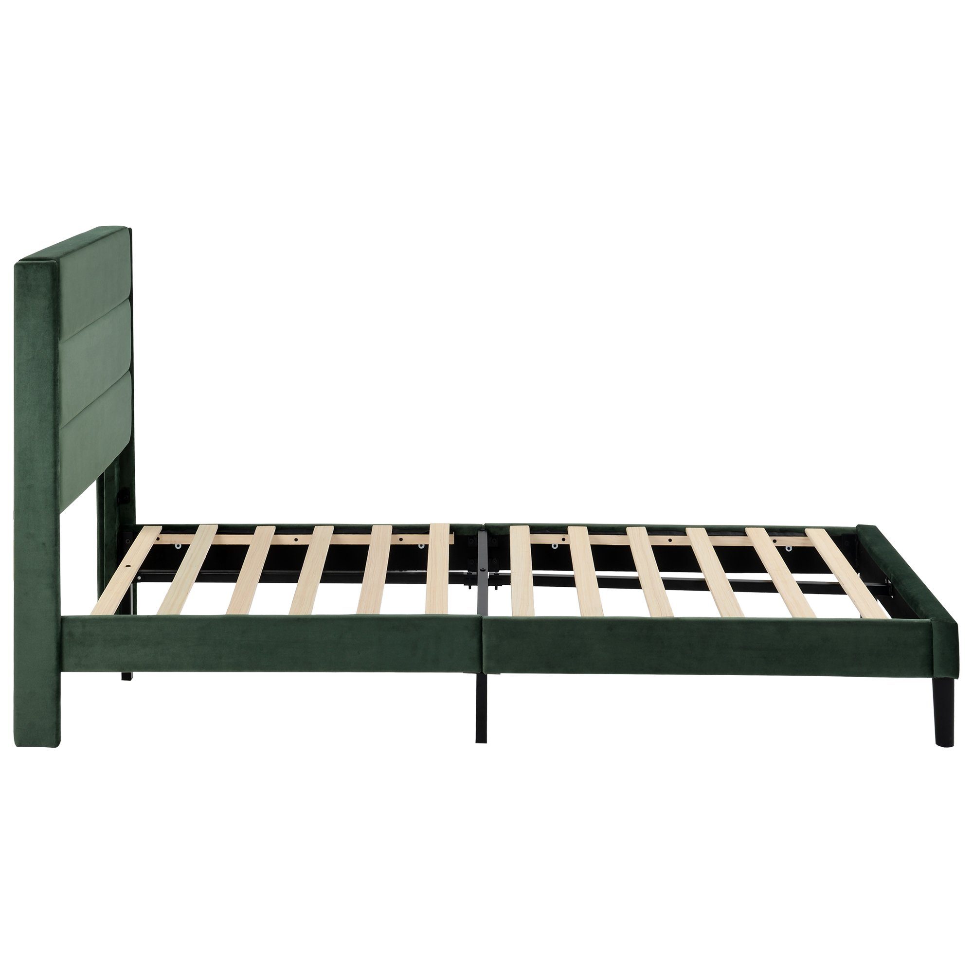 Polsterbett, 90 x 200 cm Einzelbett Jugendbett mit Lattenrost & Kopfteil, Samt