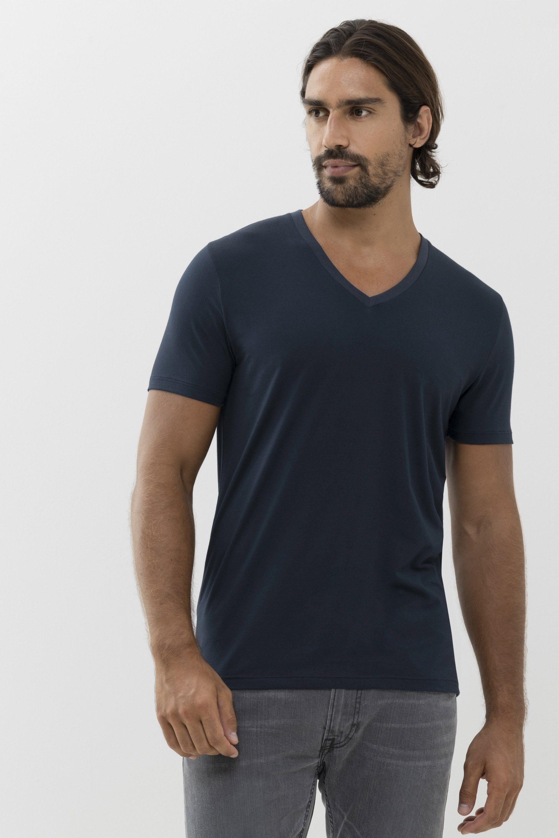 Mey V-Shirt Serie Dry Cotton Colour Uni (1-tlg) Yacht Blue