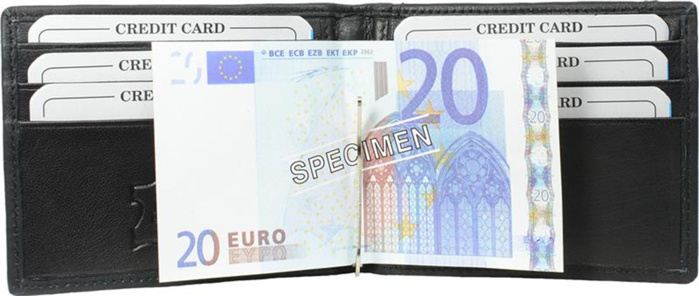 Geldbörse Geldbörse Dollarclip mit Kleingeldfach Lamm Nappa Leder schwarz uni (1-tlg)