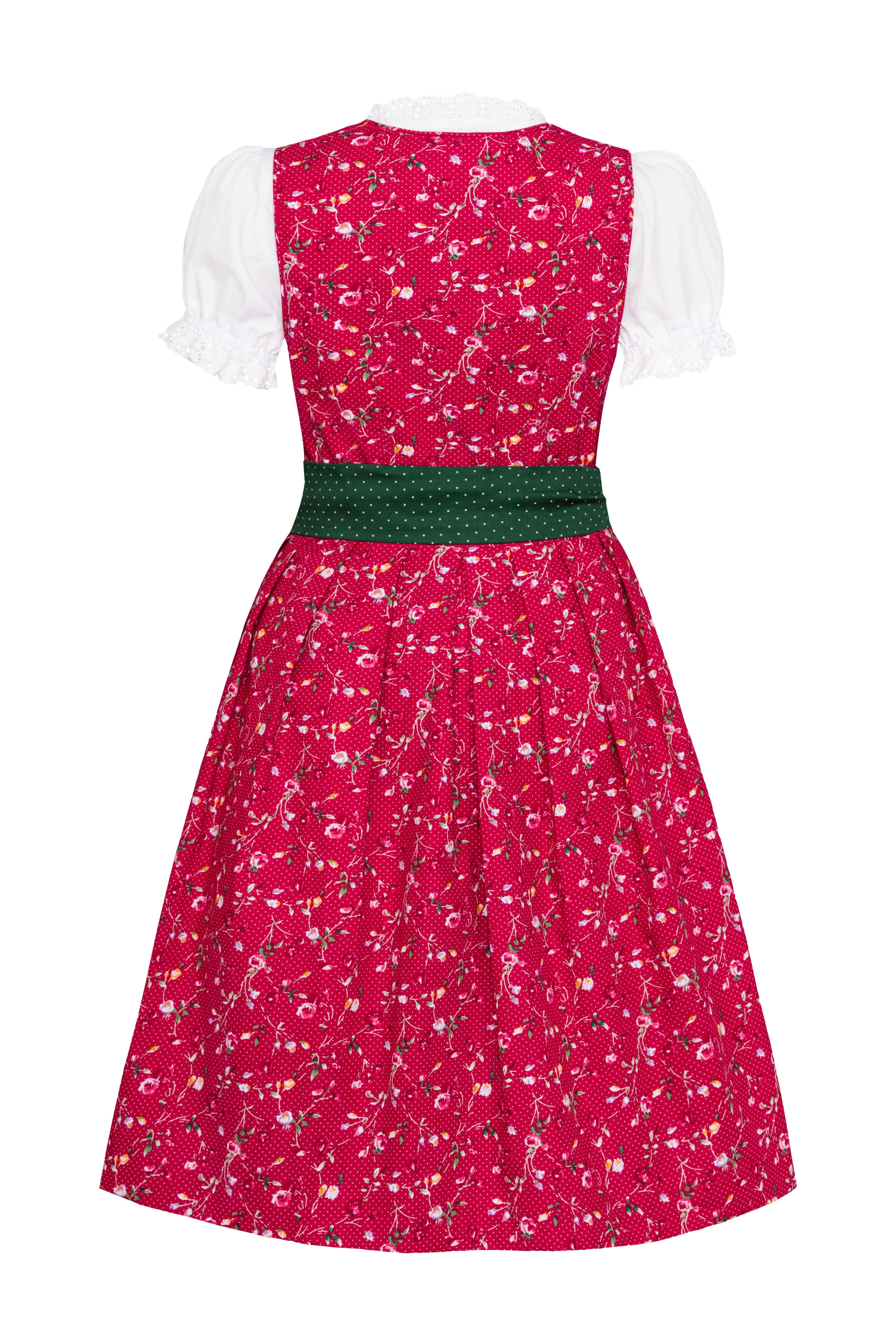 Ramona Lippert Dirndl Kinderdirndl Mariella Rot Blumenmuster 3-teilig mit Schürze & Bluse