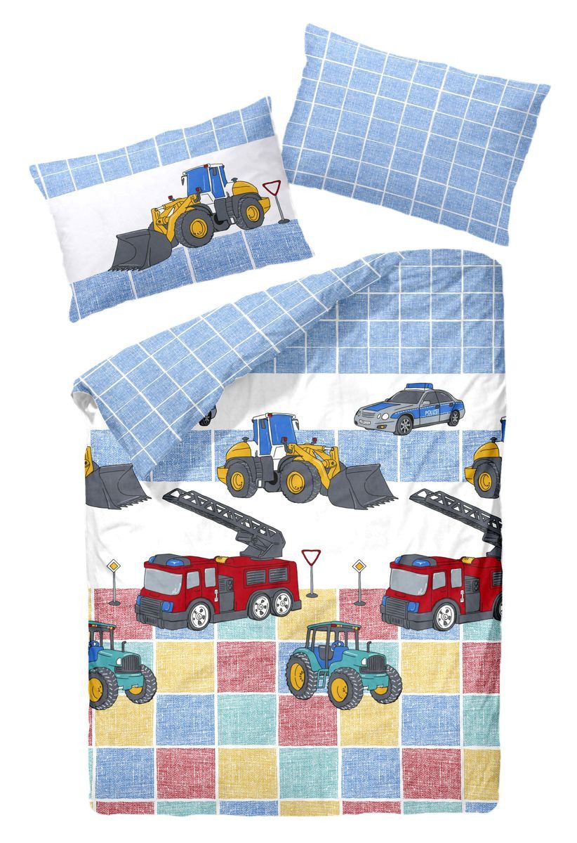 JACK Babybettwäsche 100x135cm Feuerwehr Polizei Traktor Radlader Bettwäsche günstig online kaufen