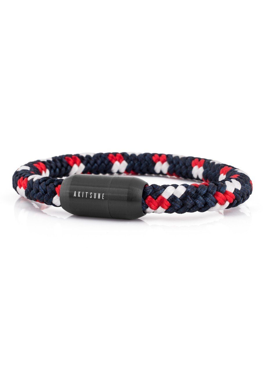 Akitsune Armband Portus Nylonarmband Mattschwarz - Blau-Multicolor 21cm