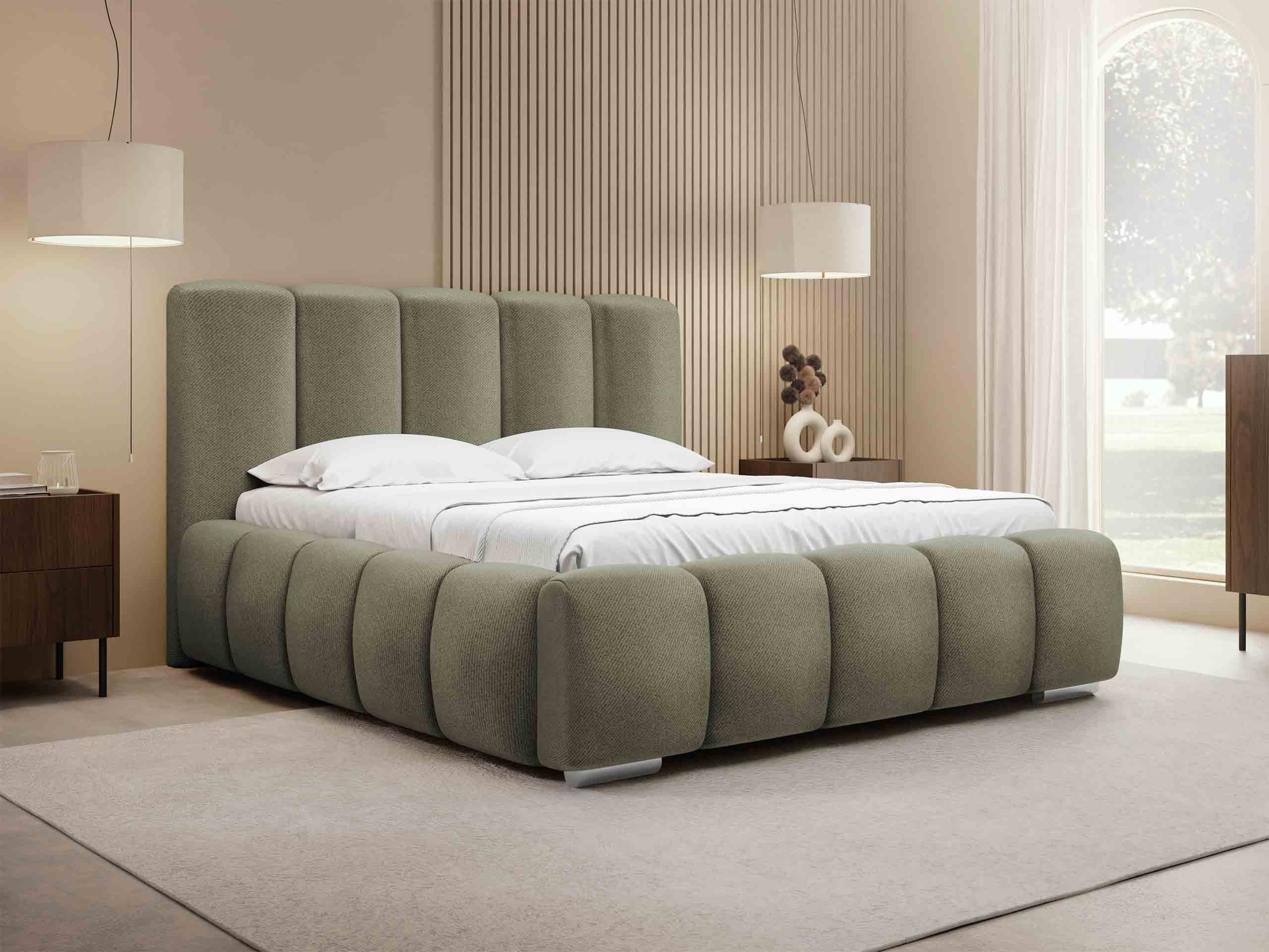 MIRJAN24 Polsterbett Wizko (mit Bettkasten), Leistenlattenrost aus Holz, 140/160/180 cm