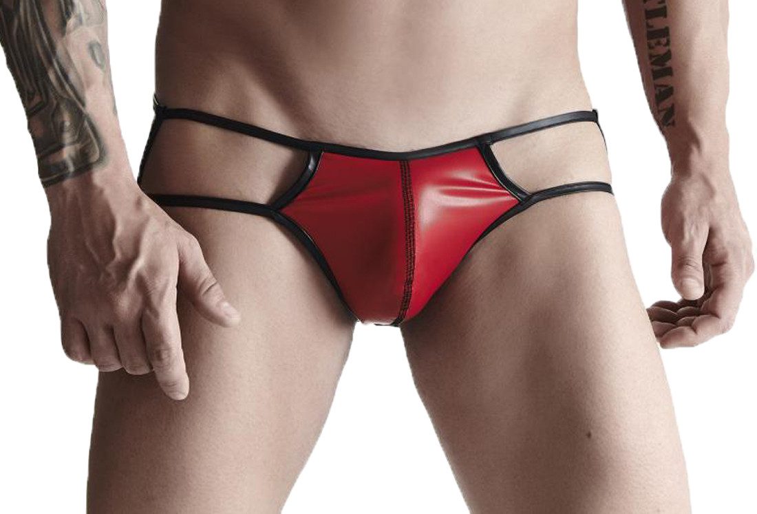 Slip Herren Jock Slip in rot aus mattem Wetlook-Material pofrei sexy Herren
