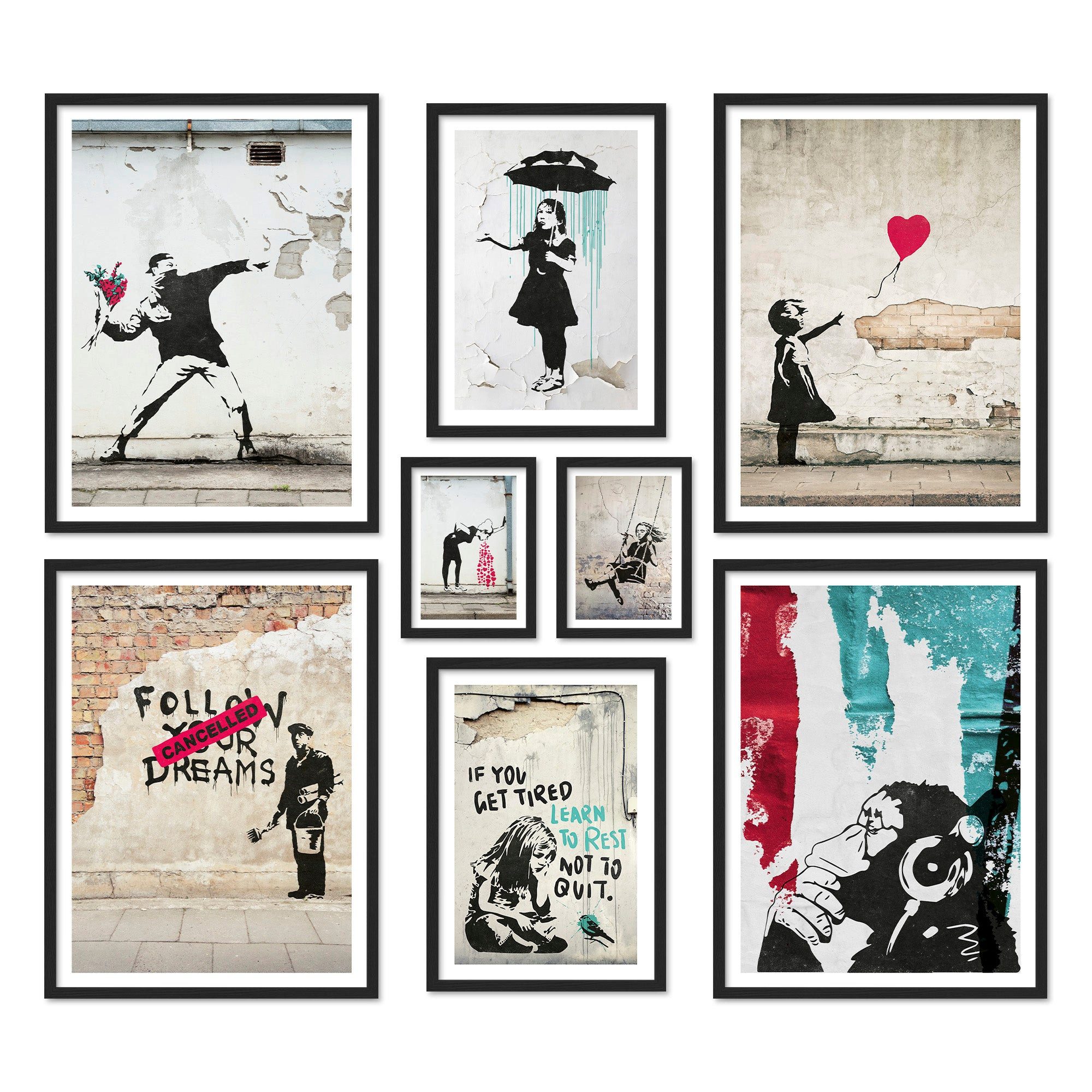 ARTFAVES Bilder-Collage Poster Set Banksy Street Art I mehrteilige Bilderwa günstig online kaufen