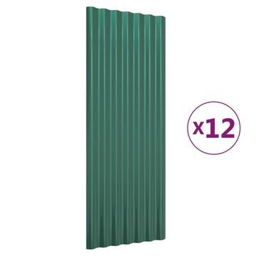 vidaXL Deckenplatten Dachpaneele 12 Stk. Pulverbeschichteter Stahl Grün 100x36 cm, (12-tlg)