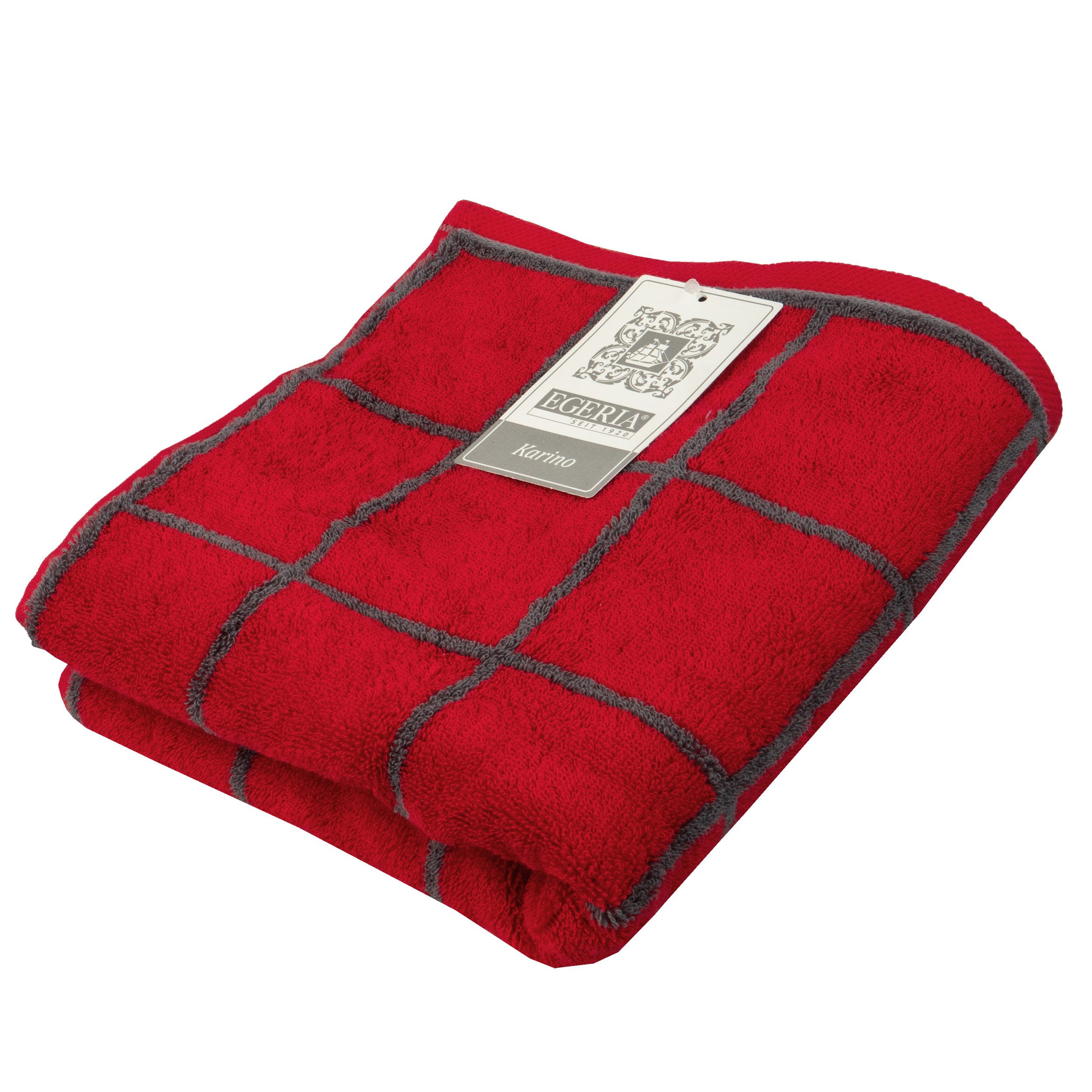Egeria Handtuch Karino, Frottier (1-St), modern kariert, rot, grau