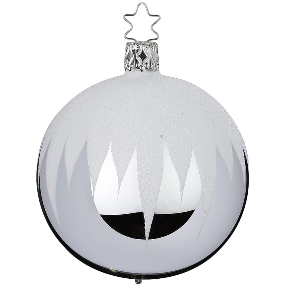 INGEGLAS® Weihnachtsbaumkugel Christbaumkugel, Schneedach Ø8cm silber