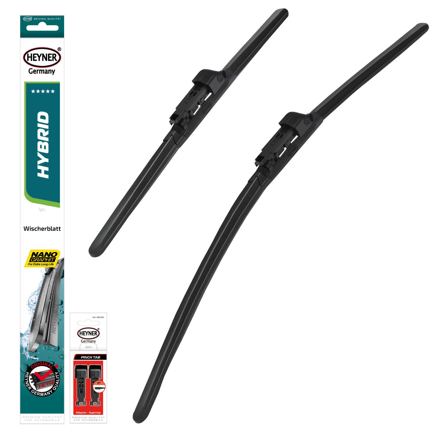 HEYNER Scheibenwischblätter passend für FORD KUGA III, 07.2019 - 02.2026, Frontscheibe, (Packung, 2-St., Scheibenwischer), mit Nano Graphit Beschichtung