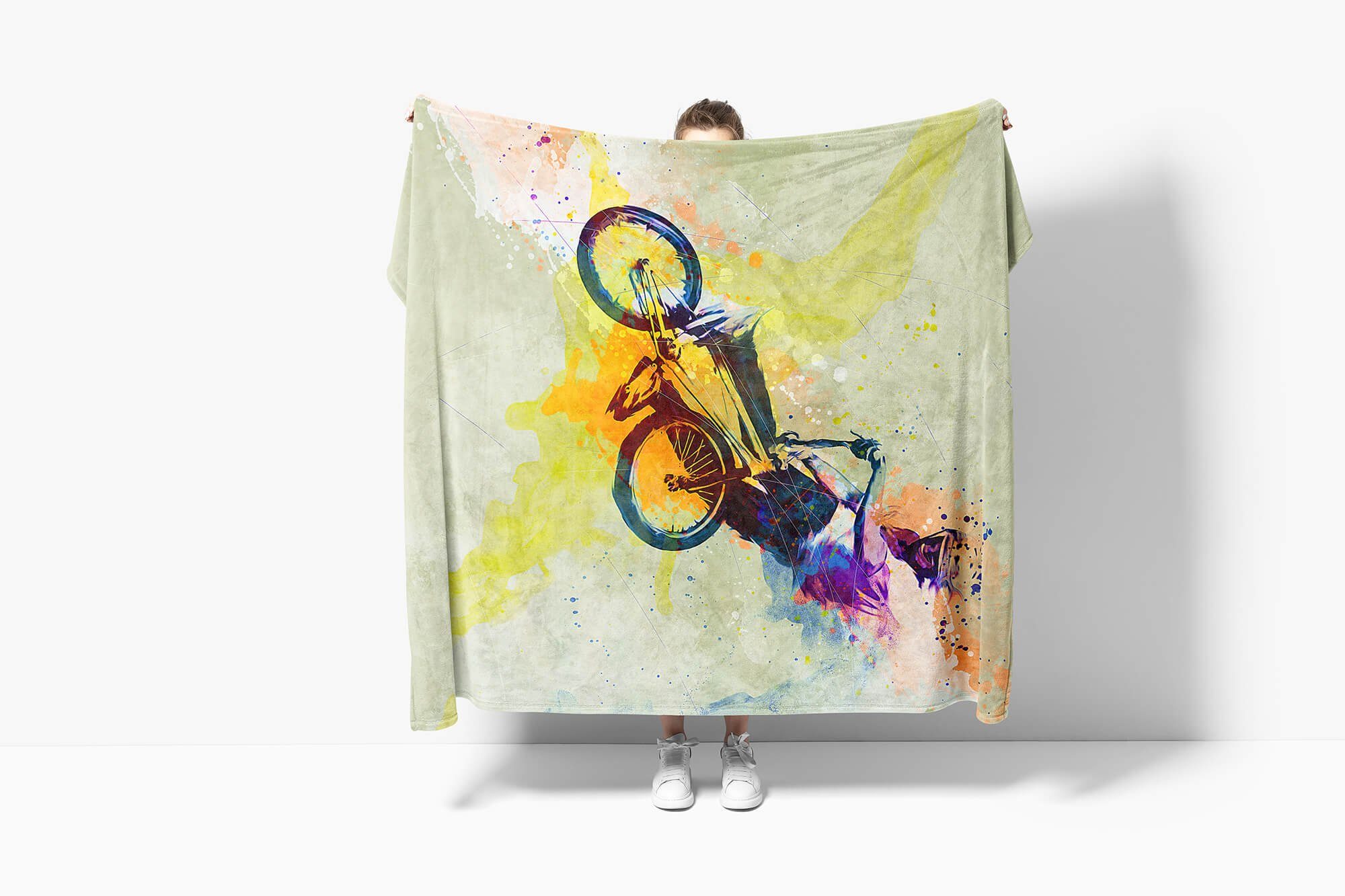 Handtücher SplashArt Sport Handtuch Strandhandtuch Saunatuch Kuscheldecke Kunstvoll BMX II Sporthand, Baumwolle-Polyester-Mix (1-St), Handtuch