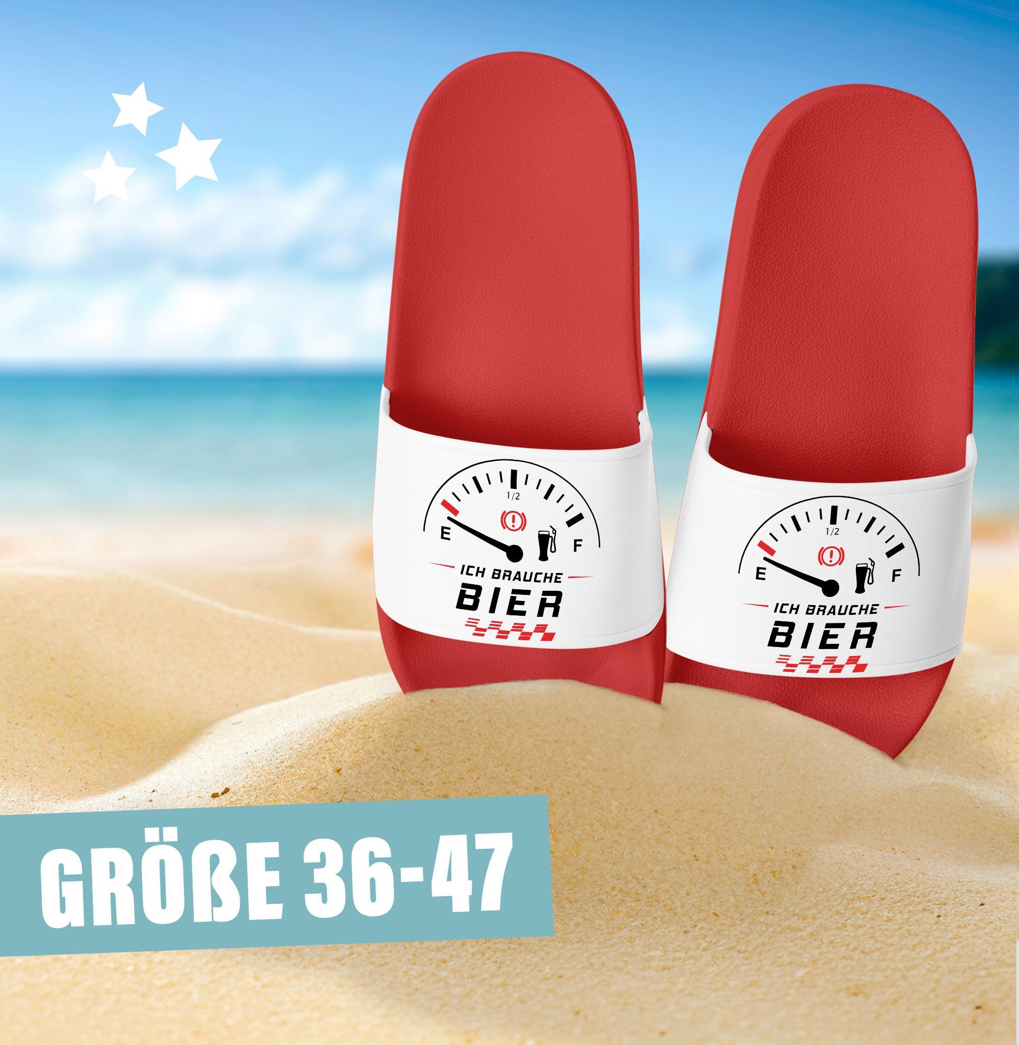 MoonWorks Badeschlappen Herren mit Spruch Ich brauch Bier Urlaub Accessoires Badesandale