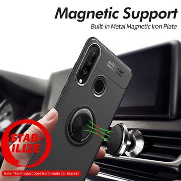 Nalia Smartphone-Hülle Huawei P30 Lite, Matte Silikon Hülle mit Ring / Drehbarer Fingerhalter / Standfunktion