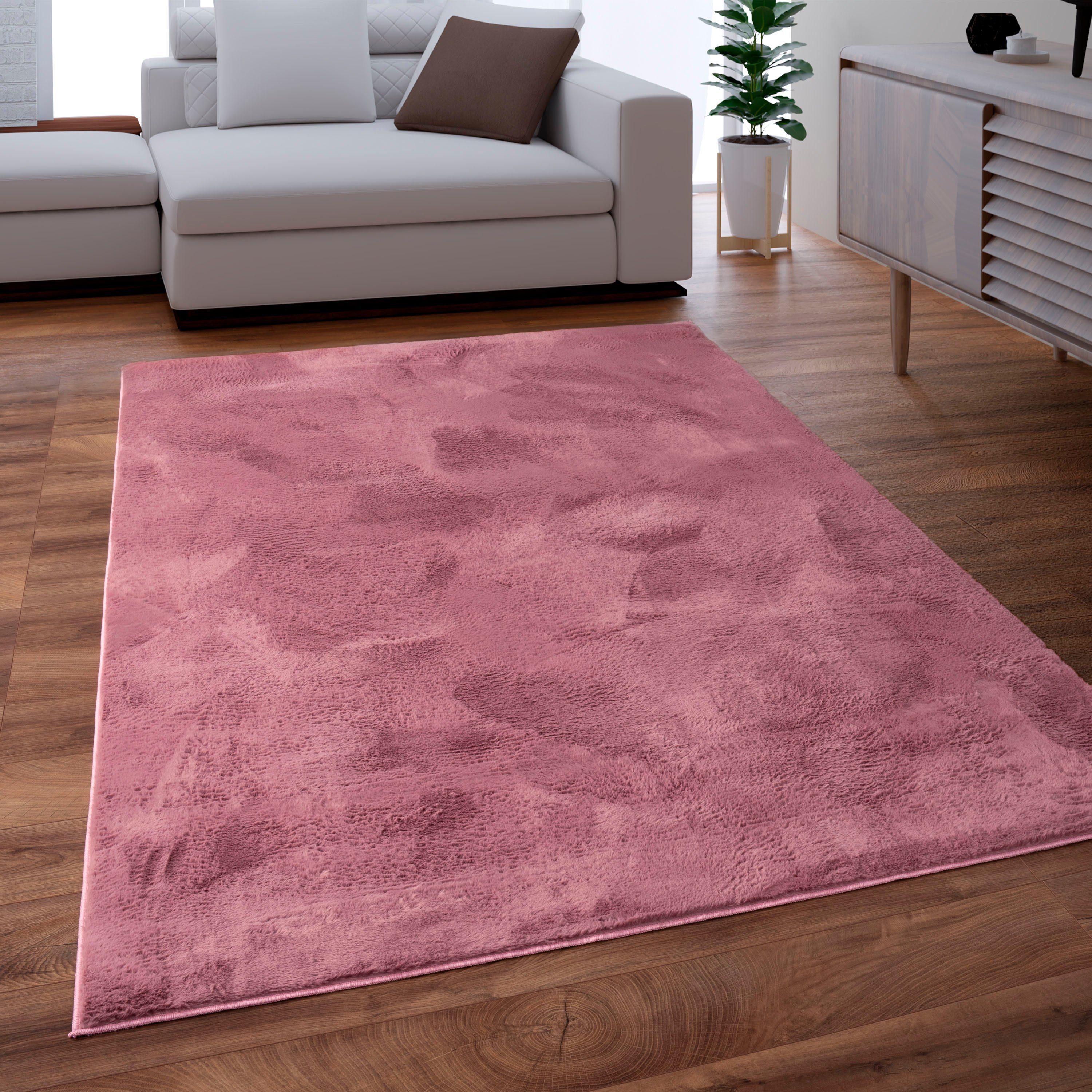 Fellteppich Kunstfell Soft 380, Paco Home, rechteckig, Höhe: 19 mm, Langflor, Kuschelteppich - besonders weich, Uni-Farben