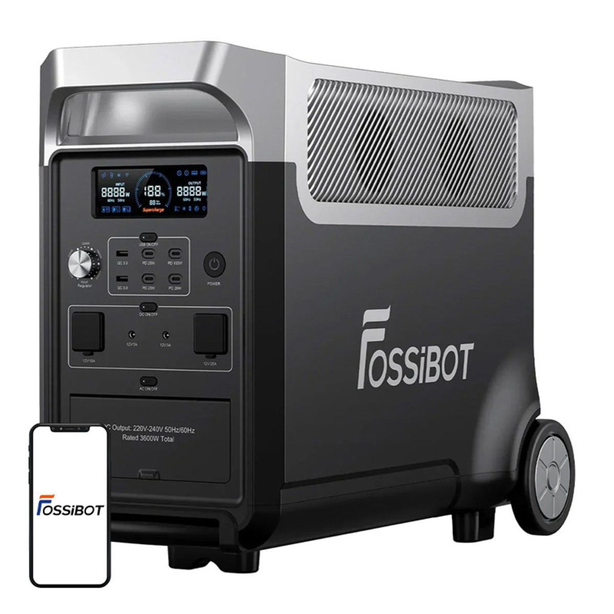 Fossibot FOSSIBOT F3600 Pro 3600-W-Ladestation (schwarz) Powerstation