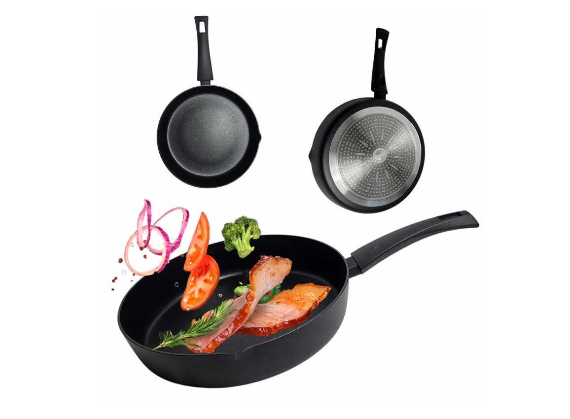 Zilner Pfannen-Set 3tlg. Tiefe Pfannen mit Antihaftbeschichtung 20/22/24cm, Aluminiumguss (Entdecken Sie den perfekten Pfannenset, der gesundes Kochen, elegante – Bild 2 von 5