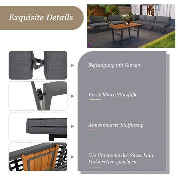 MODFU Gartenlounge-Set Gartenmöbel-Set, (Sitzgruppe aus Akazienholz, 3-tlg., inklusive Sitzkissen und Kissen,verstellbarer Rückenlehne und Tisch)