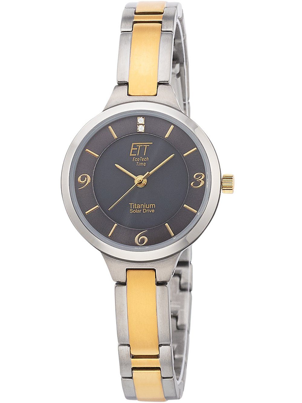 ETT Eco Tech Time Quarzuhr ETT ELS-12146-52M Diamond Lady Solar Drive Titan Damenuhr 28mm ETT ELS-12146-52M Diamond Lady Solar Drive Titan Damenuhr 28mm
