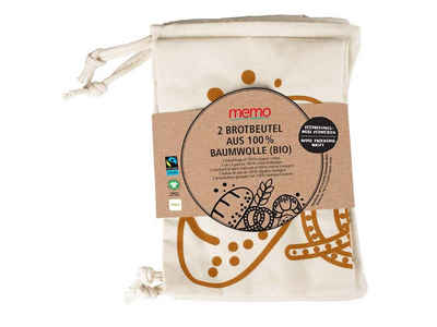 memo Brottasche memo Bio-Brotbeutel, 2 Stk., 100 % Baumwolle (Bio)