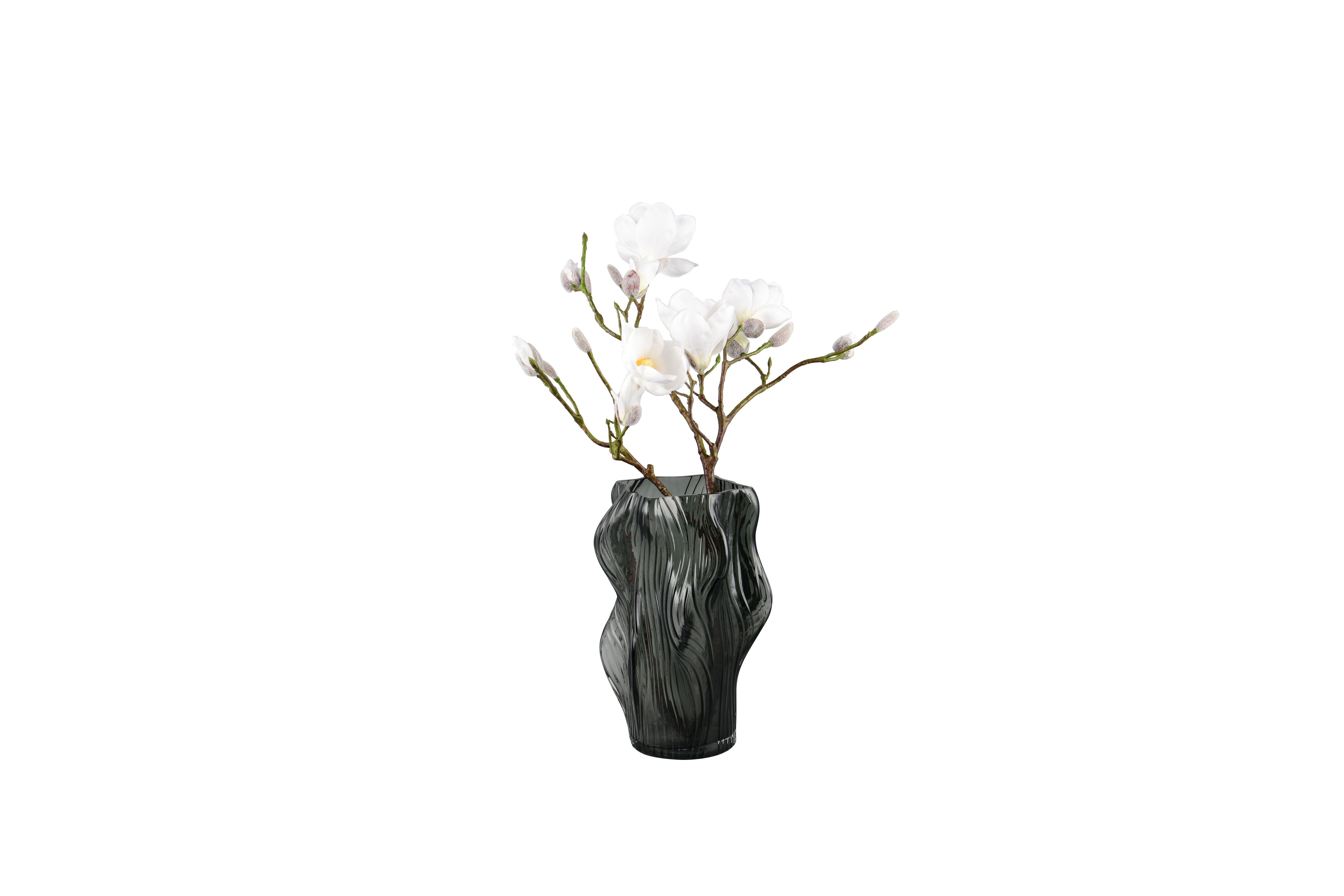 furnling Dekovase Vapo, Vase in außergewöhnlicher Form aus edlem Rauchglas, Höhe 30 cm