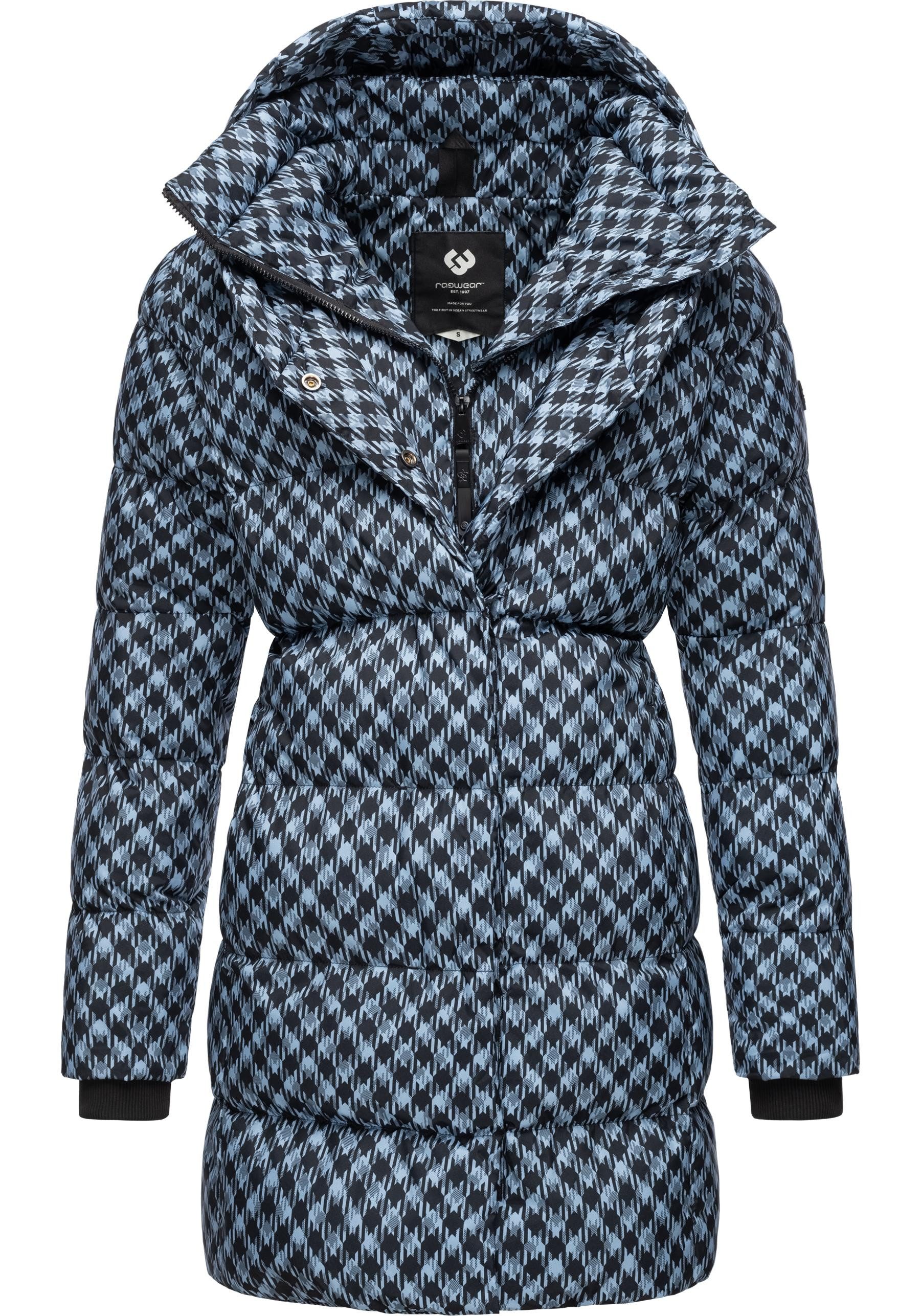 Ragwear Steppmantel Niara Print wasserdichter Mantel mit angesagtem Hahnentritt Muster