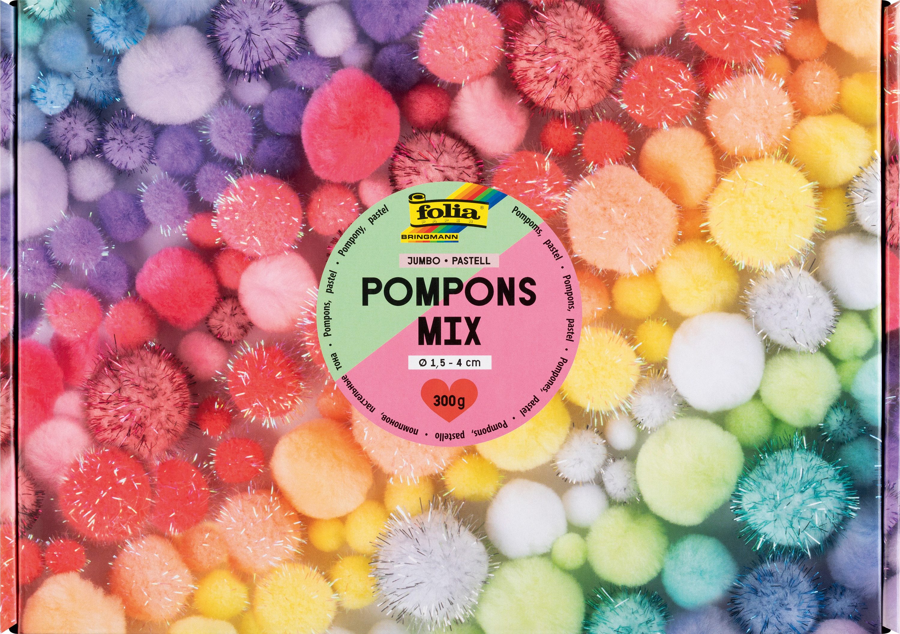 Folia Pompon Mix Jumbo Pack 'Pastell', 300g