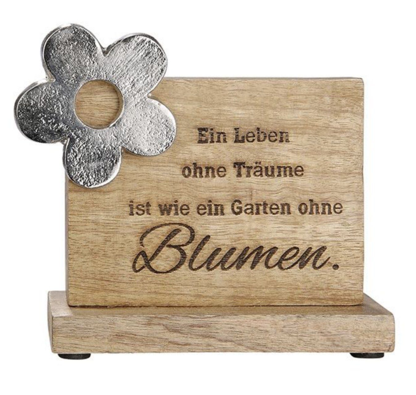 GILDE Dekoobjekt, Edler Frühlings Aufsteller, MangoHolz und Metall
