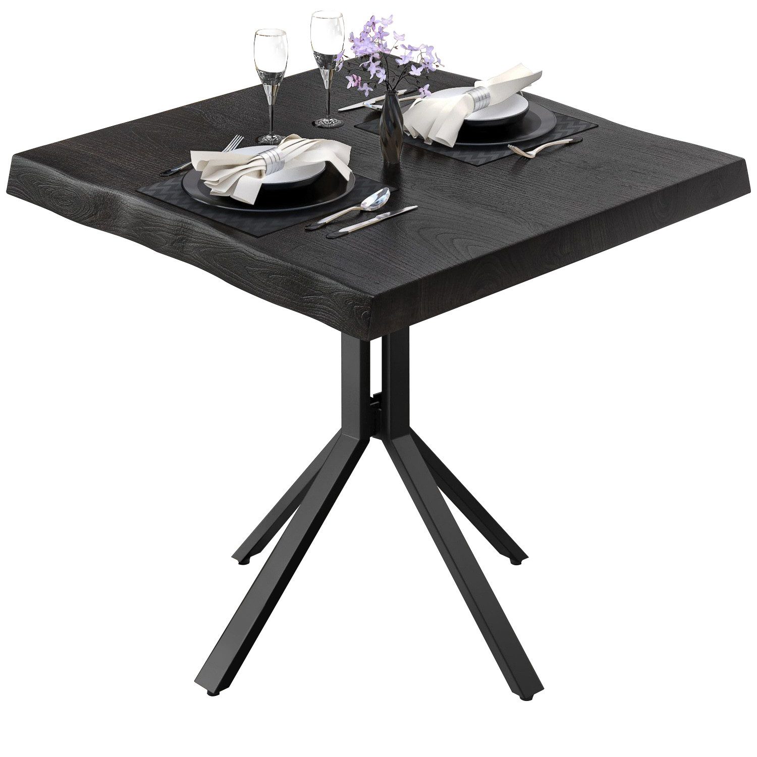 GGMMÖBEL Bistrotisch Echtholz Furnier (1 Stück), Quadratisch Innen Edle Optik/Hohe Tragkraft/Langlebig