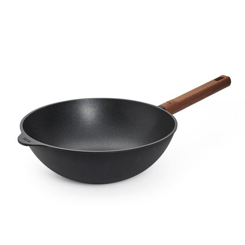 WOLL MADE IN GERMANY Bratpfanne "ECO Logic QXR" mit festem Holzgriff, Aluminiumguss (1-tlg), Induktionsgeeignet