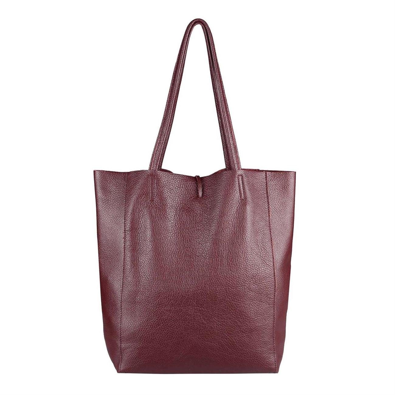 ITALYSHOP24 Schultertasche Made in Italy Damen Premium Leder SHOPPER Tasche HOBO Umhängetasche, Echtleder Business Bag leicht groß klassisch sicher geräumig Beutel